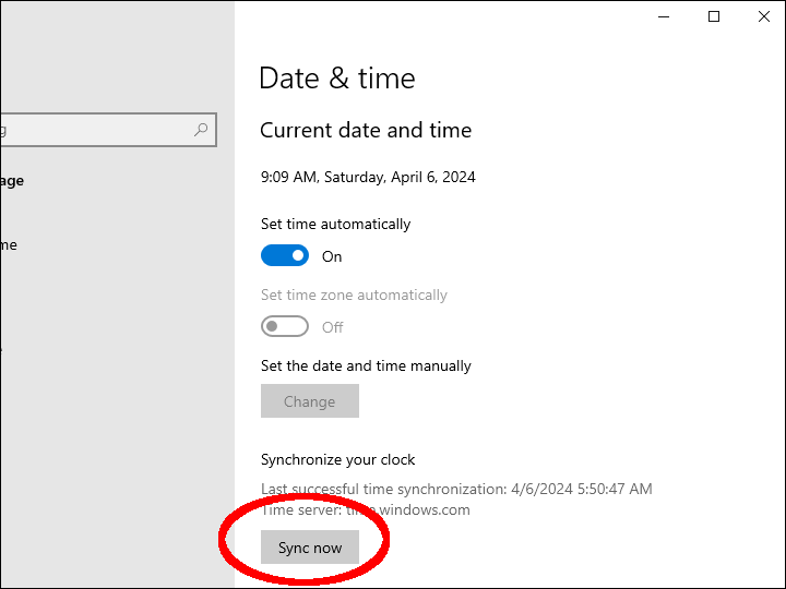 Synchronize your Windows client system clock