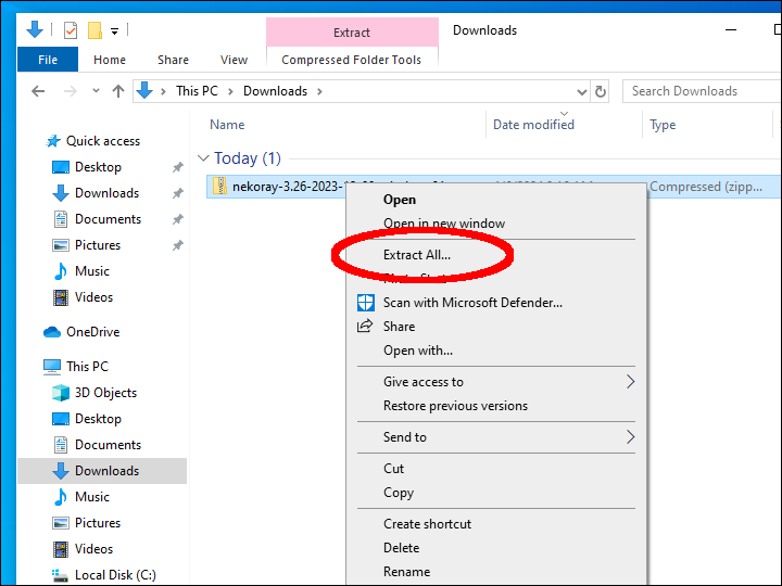Unzip the client zip file